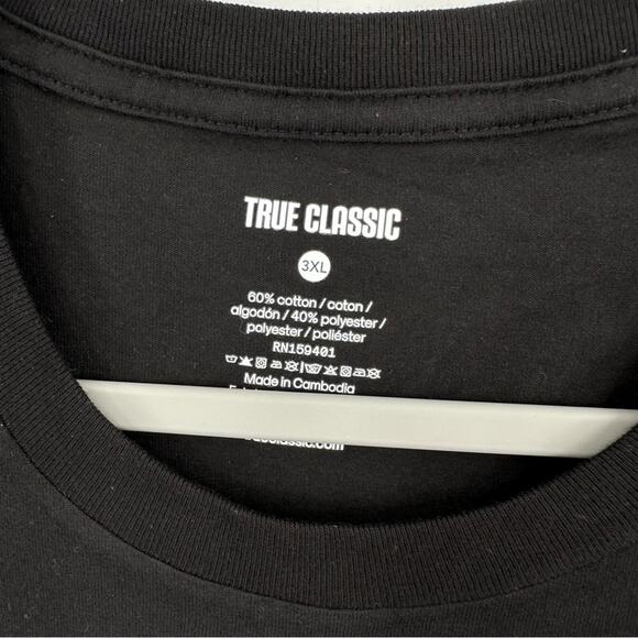 True Classic Short Sleeve Crew Neck Tee in black Size 3XL - Picture 2 of 5